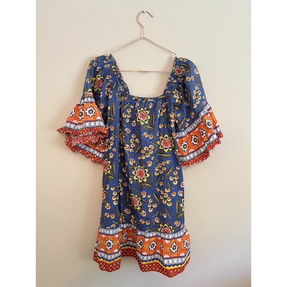 Joie Chloris Dress Size S Baja Blue Bell Sleeve Multicolor Printed Floral - Picture 1 of 6